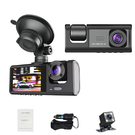 Guida Sicura 360 – Dashcam Tripla Full HD con Visione Notturna